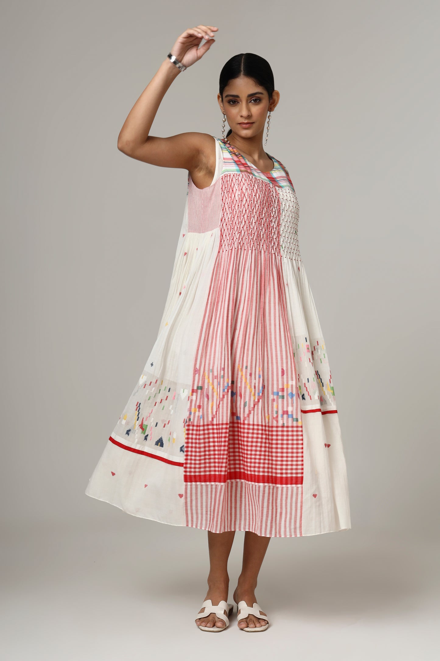 RED & WHITE SMOCK DRESS