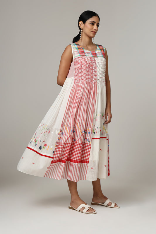RED & WHITE SMOCK DRESS
