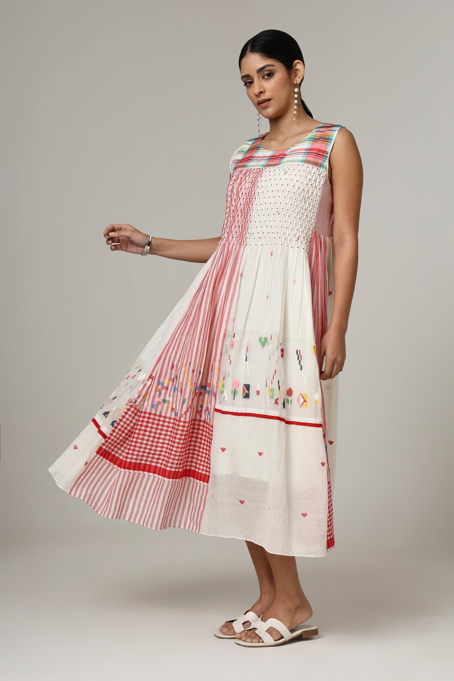 RED & WHITE SMOCK DRESS