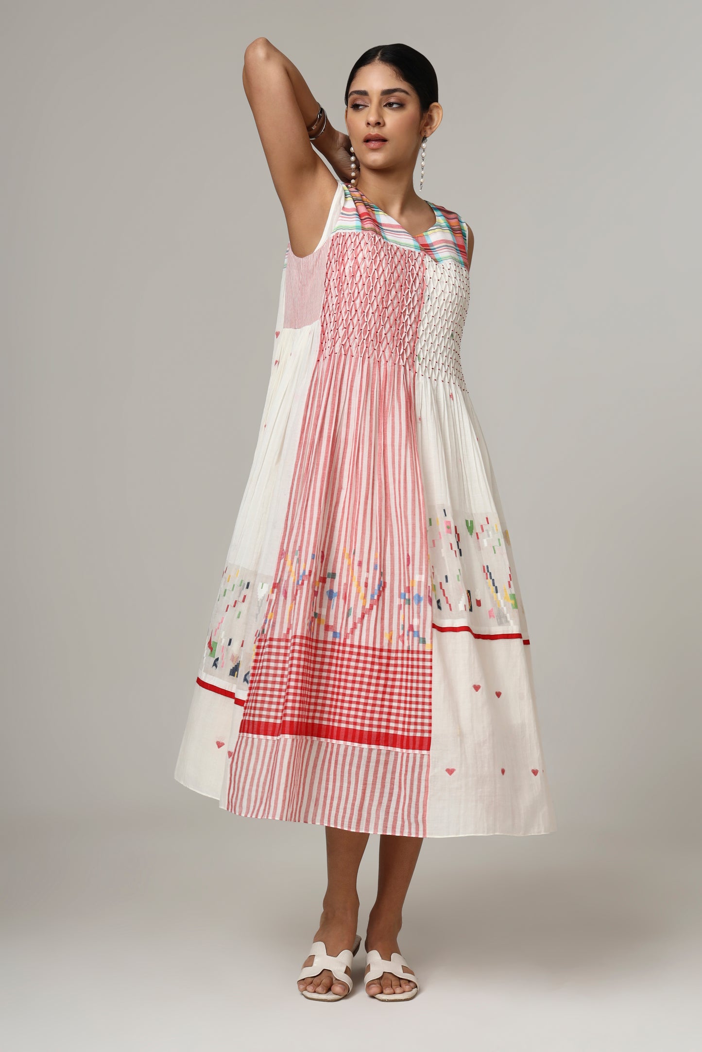RED & WHITE SMOCK DRESS